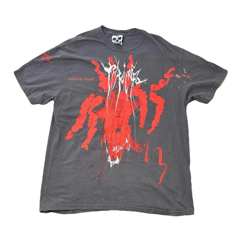 1400 Grey Shirt Men’s Large Mansion Musik Grunge Goth Streetwear Sold Out NWOT